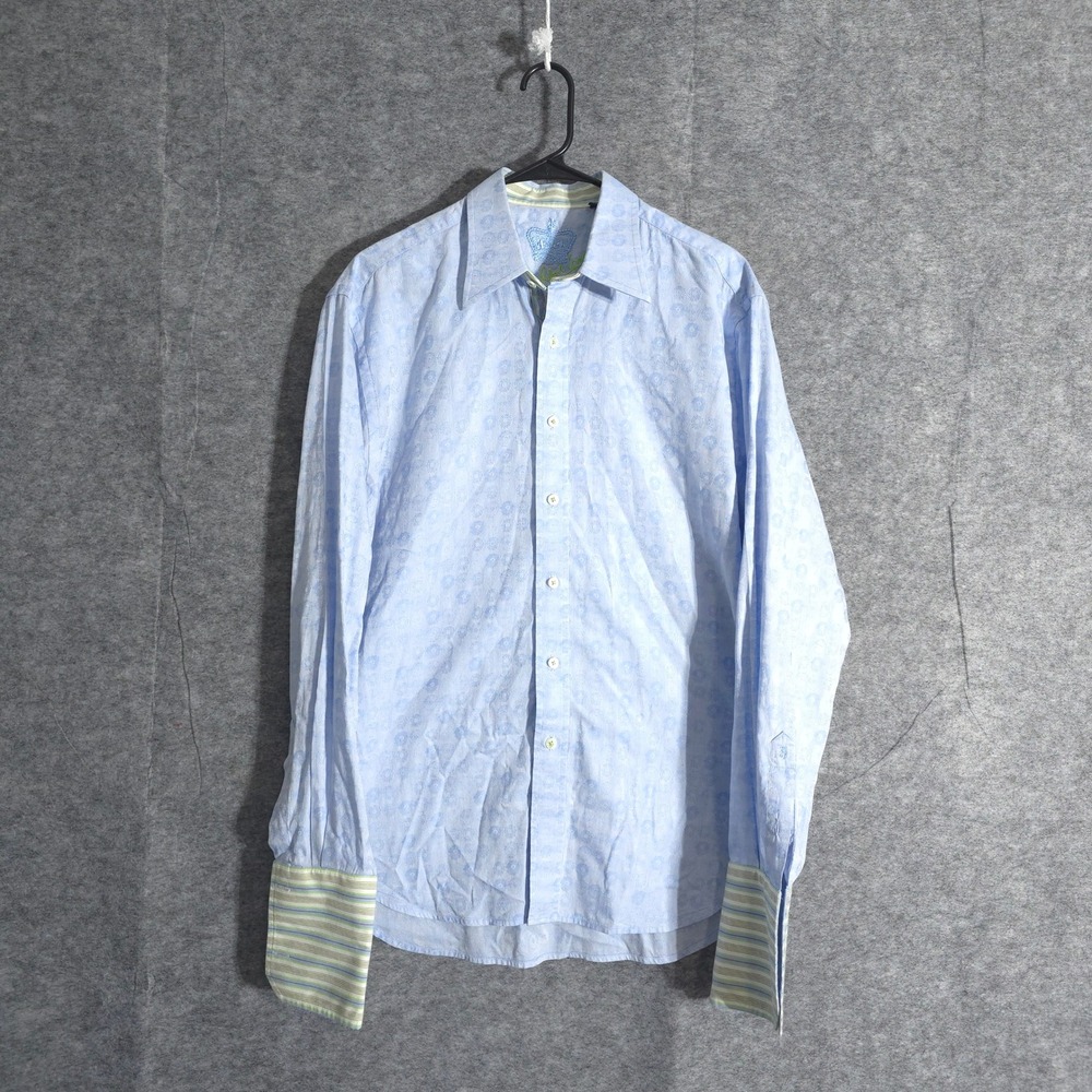 Robert Graham Button Up Shirt Mens Long SleeveBlue Floral Print Large Designer - Picture 1 of 11